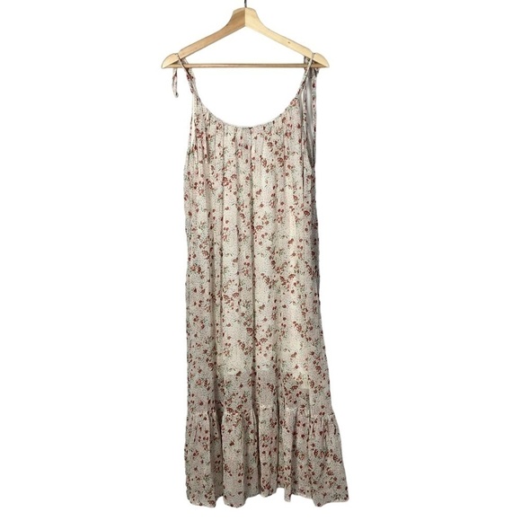 Lulus Be My Honey Cream Floral Print Tie-Strap Midi Dress M - Picture 4 of 5
